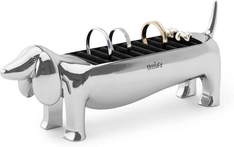 UMBRA Dachsie Ring Holder - Gift for Weiner Dog Dachshund Doxie Lover - Jewelry Storage, Chrome - Image 1